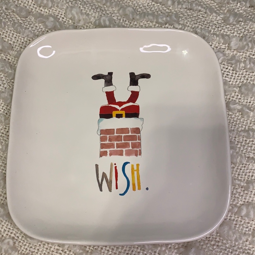 Rae Dunn Wish Santa Chimney Plate 8 Inch